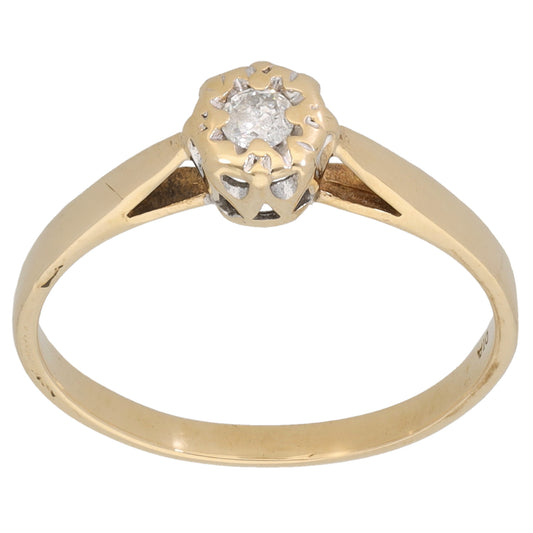 9ct Gold 0.10ct Diamond Solitaire Ring Size M