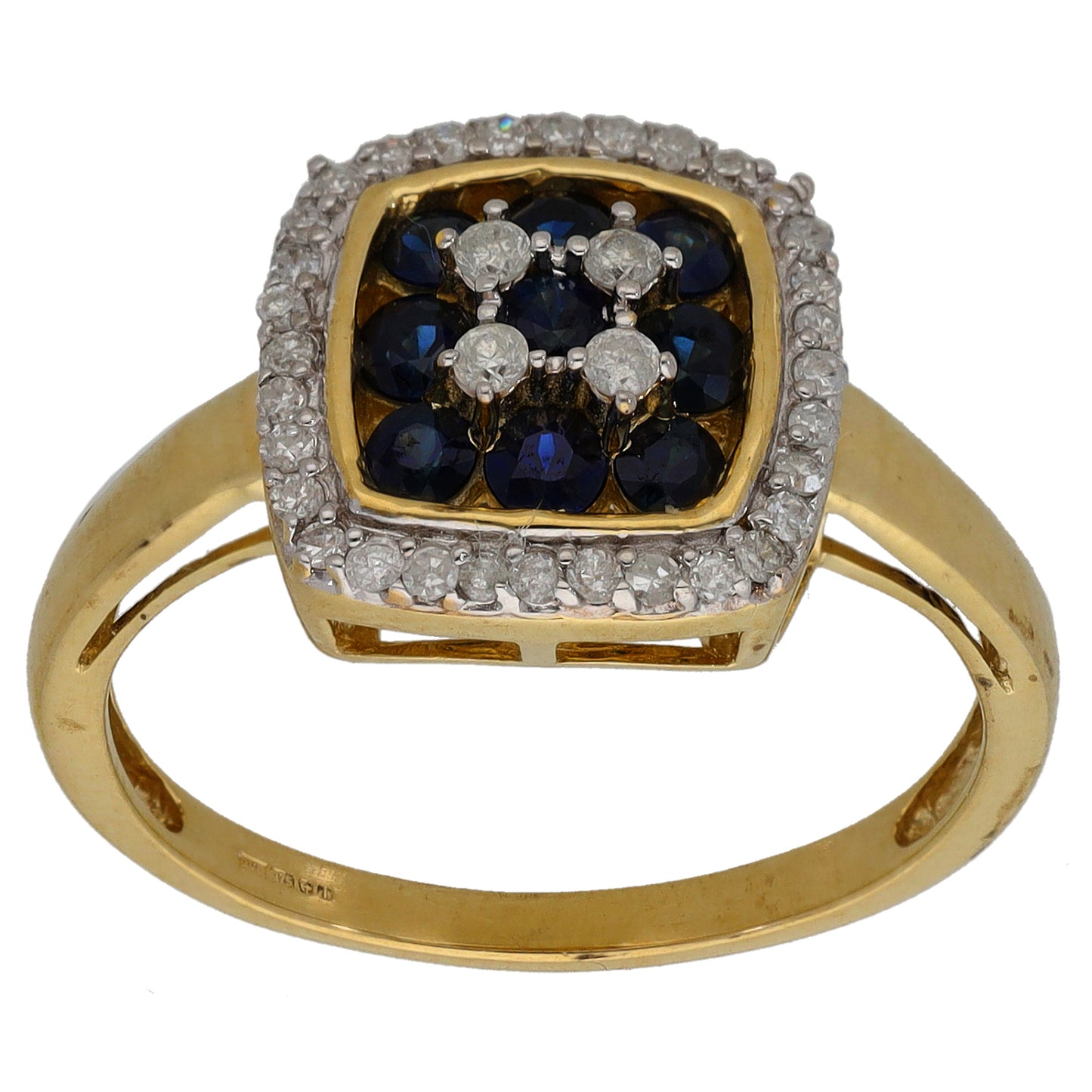 9ct Gold Sapphire & 0.20ct Diamond Dress/Cocktail Ring Size P