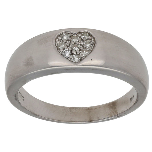 9ct White Gold 0.045ct Diamond Dress/Cocktail Ring Size N