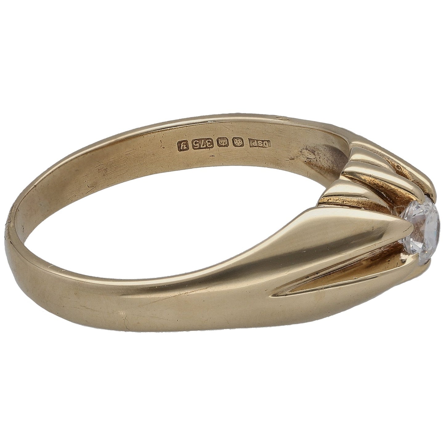 9ct Gold Cubic Zirconia Single Stone Ring Size T
