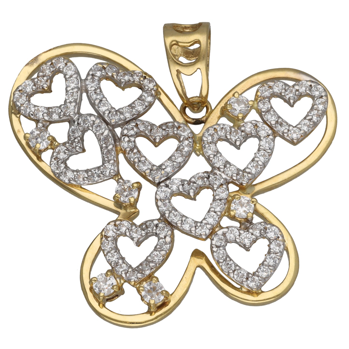14ct Gold Cubic Zirconia Butterfly Pendant