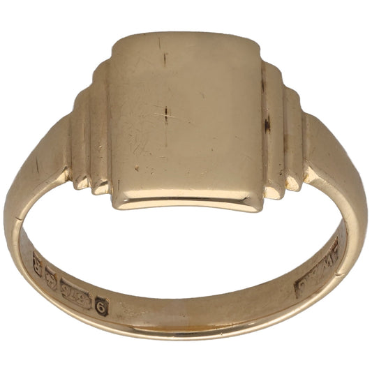 9ct Gold Plain Signet Ring Size S