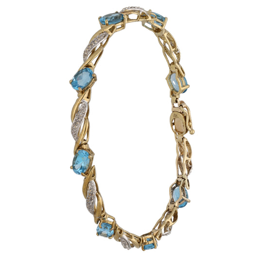 9ct Gold Topaz & Diamond Fancy Bracelet