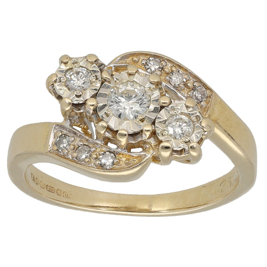 9ct Gold 0.25ct Diamond Dress/Cocktail Ring Size L