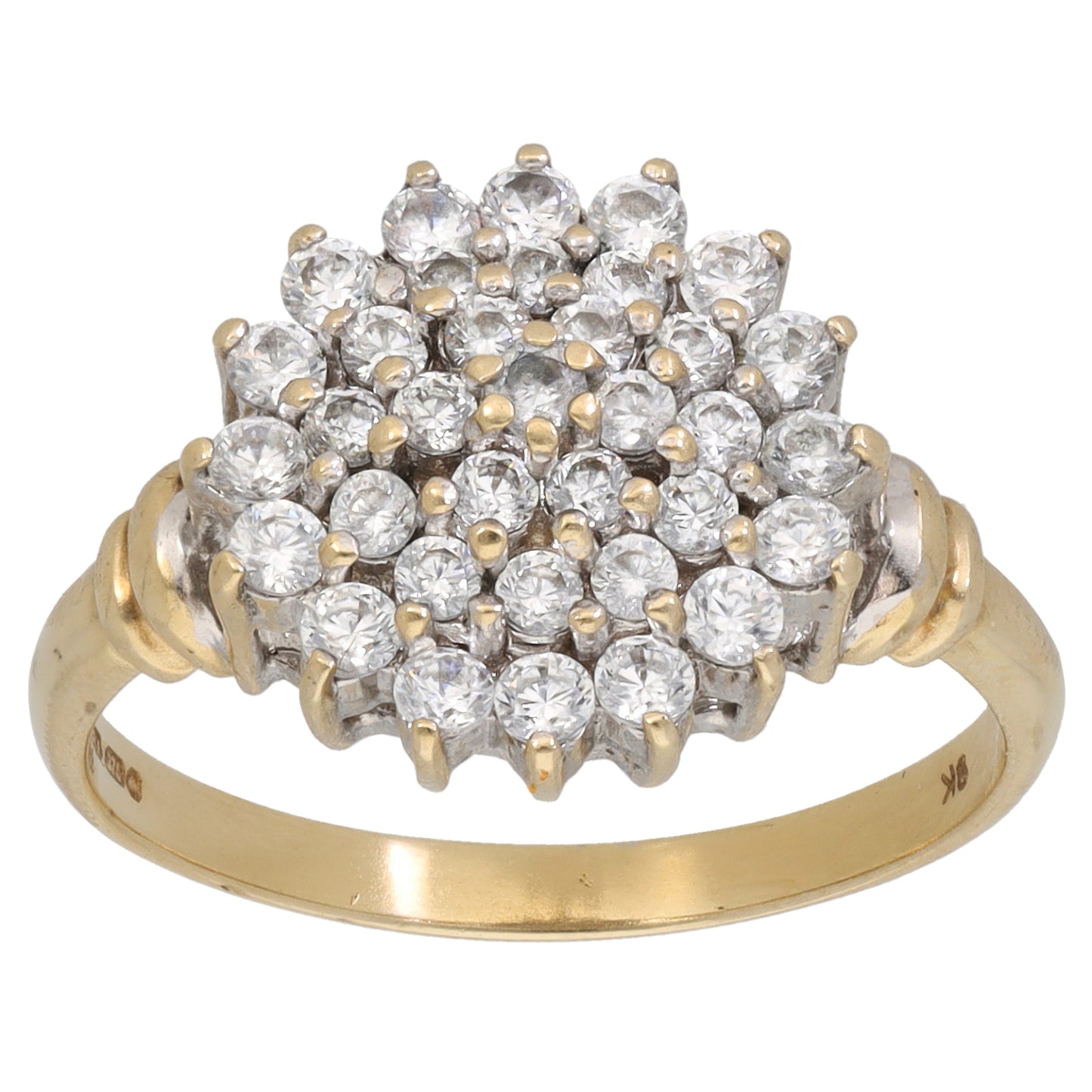 9ct Gold Cubic Zirconia Cluster Ring Size Q