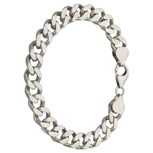Sterling silver curb chain bracelet, linked oval links