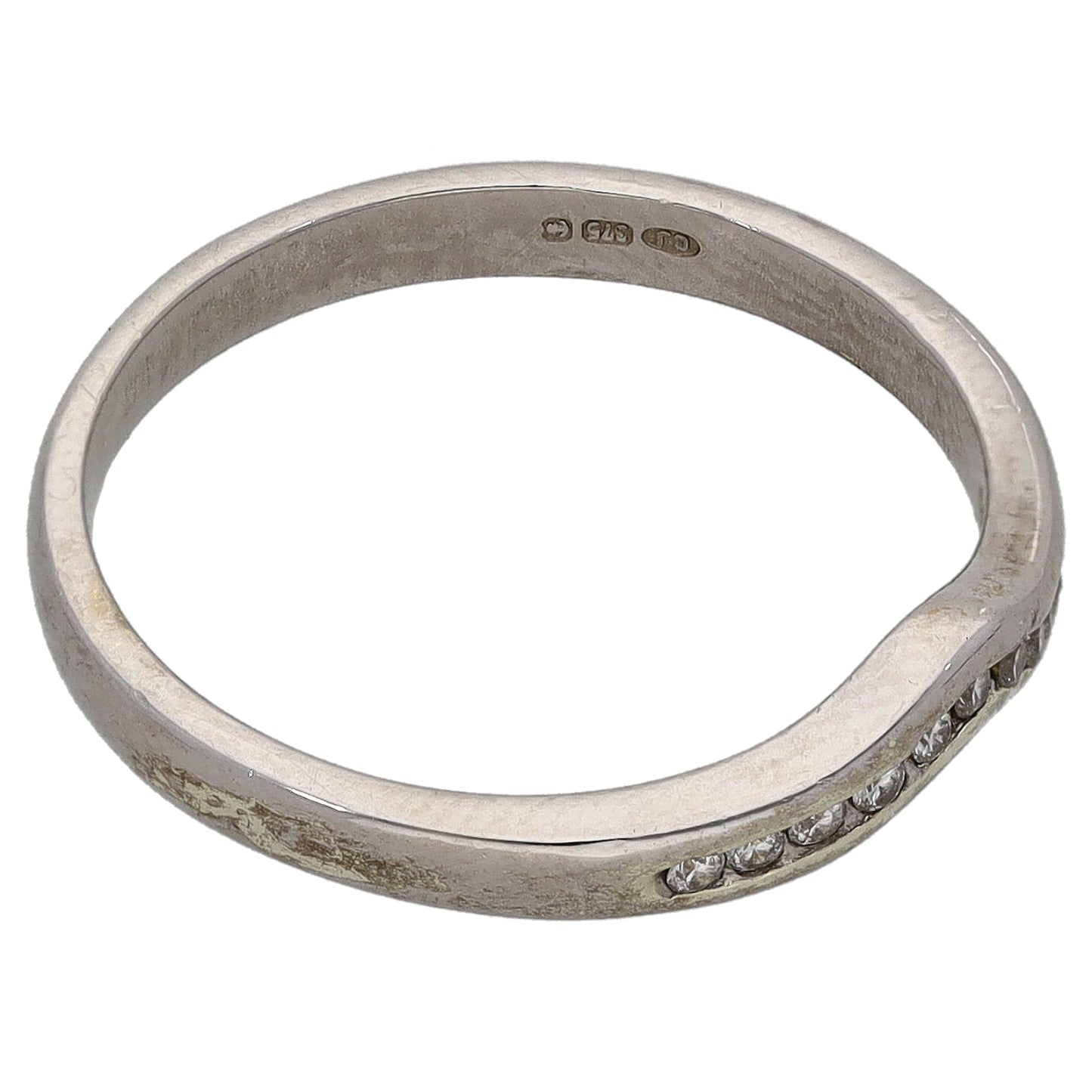 9ct White Gold 0.11ct Diamond Wishbone Ring Size L