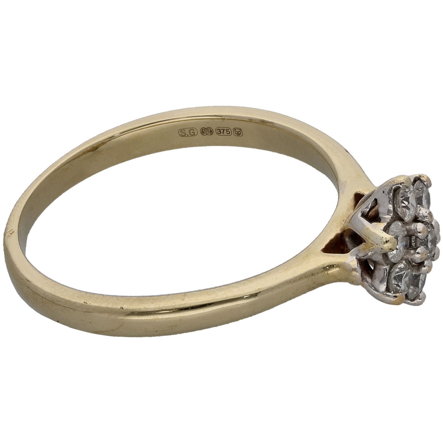 9ct Gold 0.25ct Diamond Cluster Ring Size L