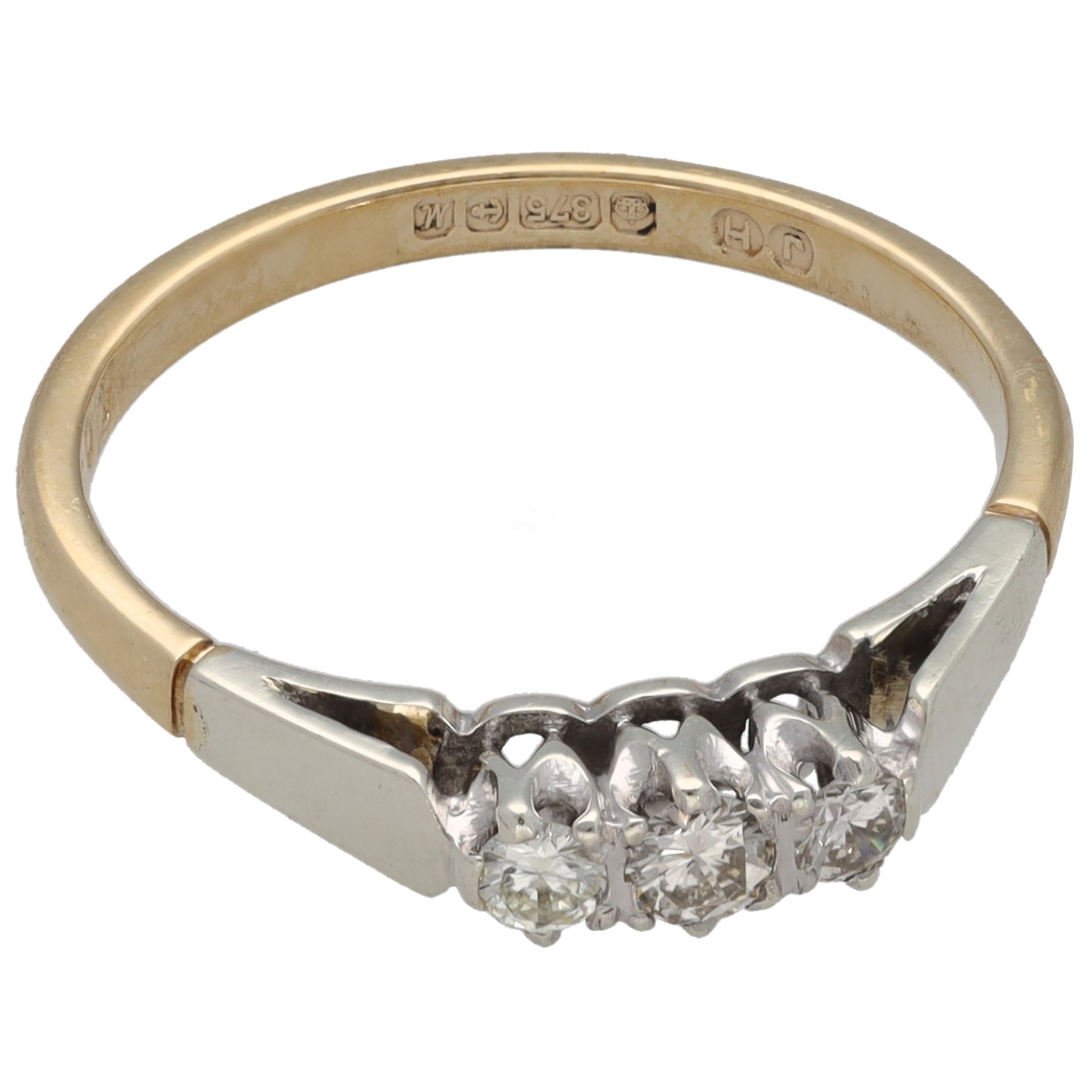 9ct Gold 0.17ct Diamond Trilogy Ring Size N