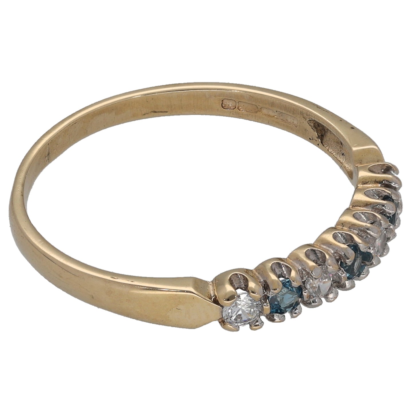 9ct Gold Topaz & Cubic Zirconia Half Eternity Ring Size R