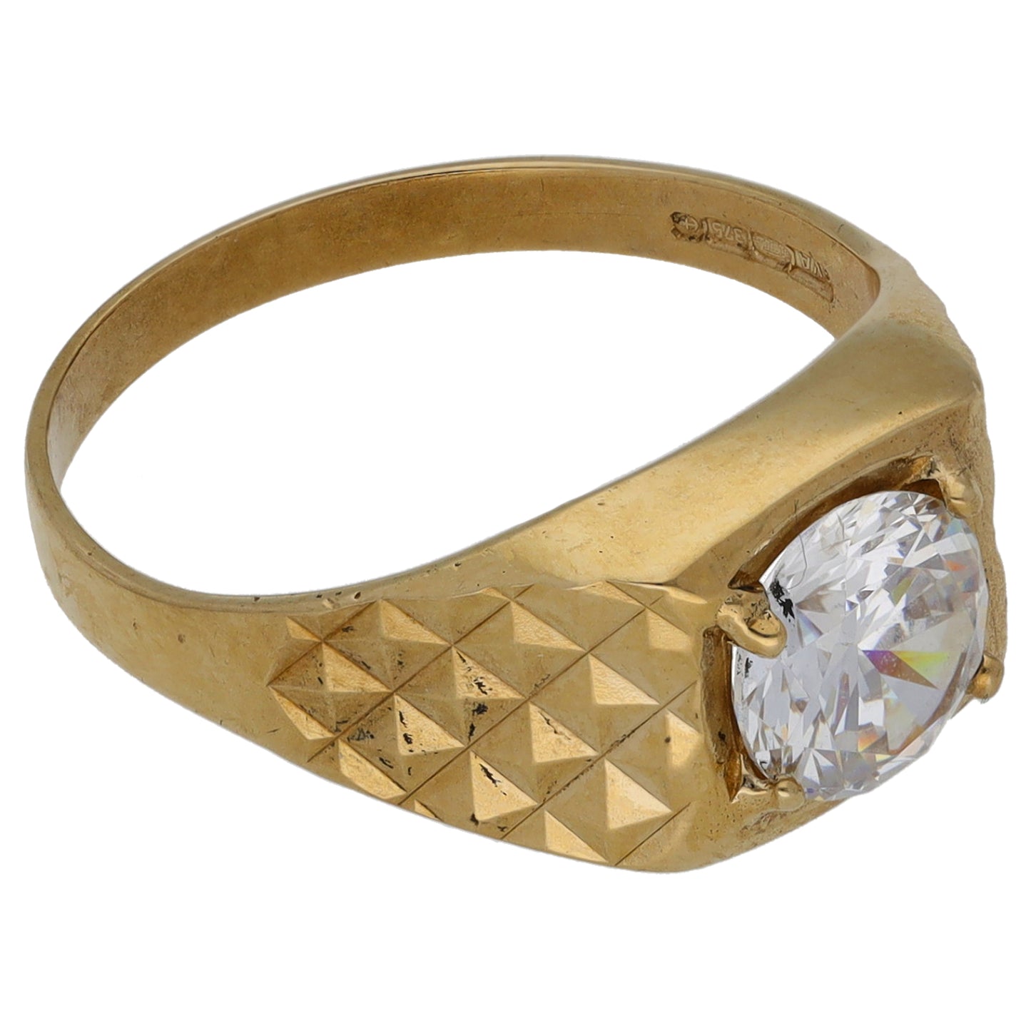 9ct Gold Cubic Zirconia Single Stone Ring Size P