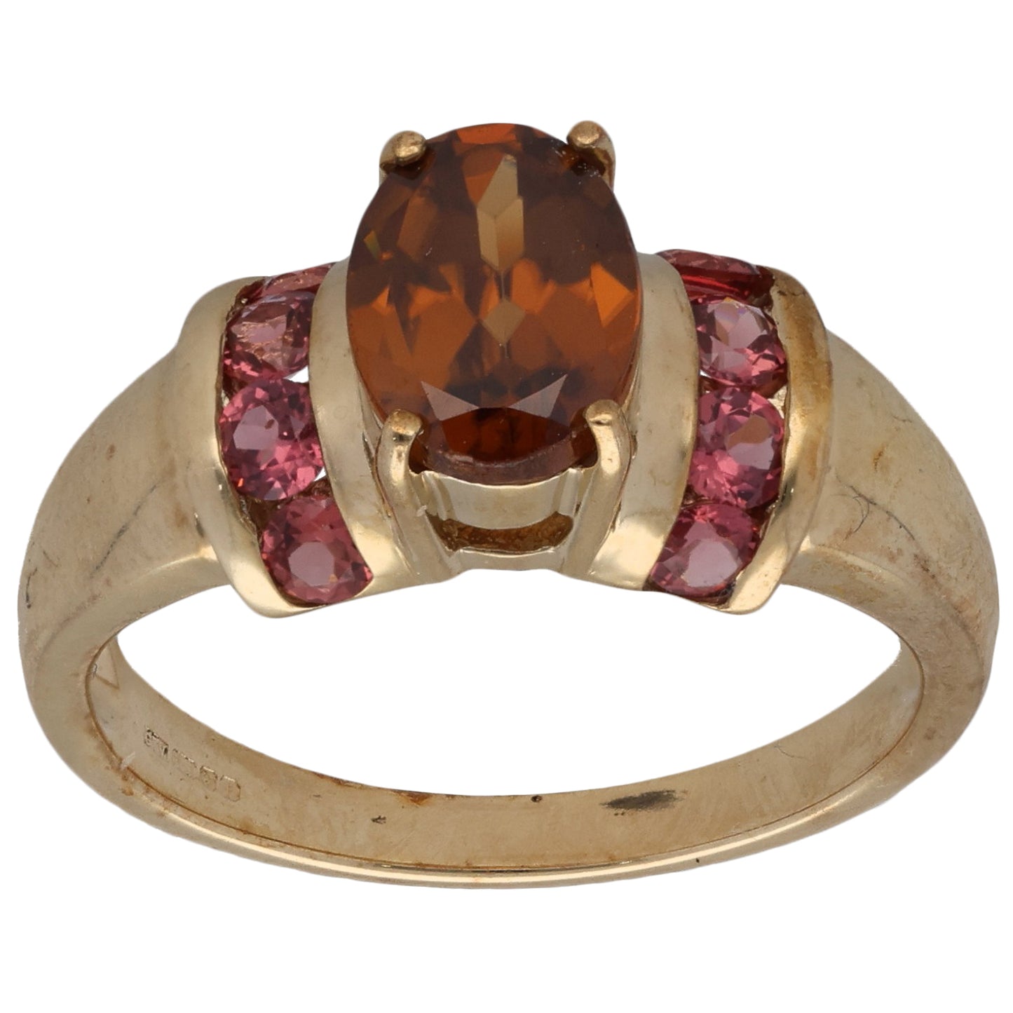 9ct Gold Zircon & Tourmaline Dress/Cocktail Ring Size N