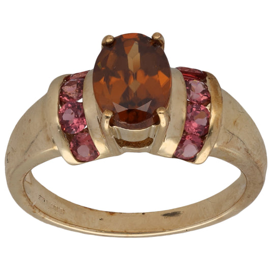 9ct Gold Zircon & Tourmaline Dress/Cocktail Ring Size N