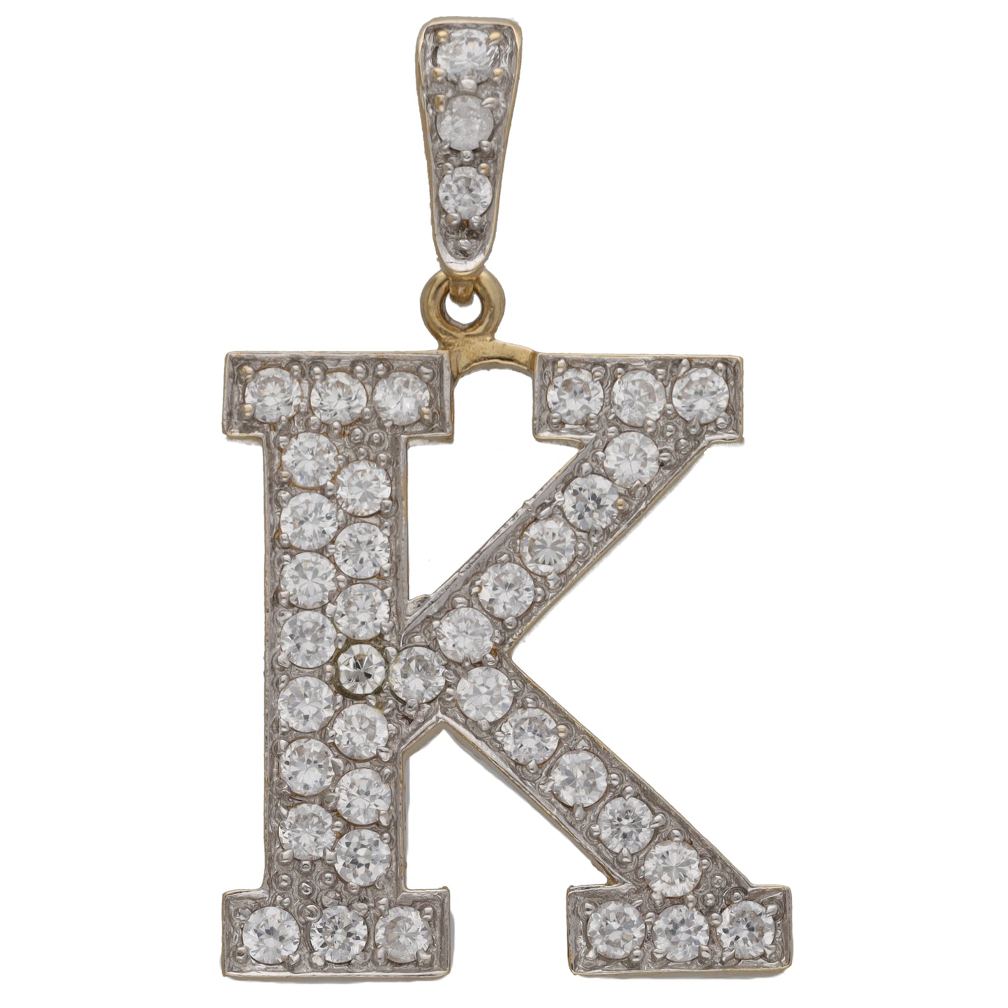 9ct Gold Cubic Zirconia Initial K Pendant