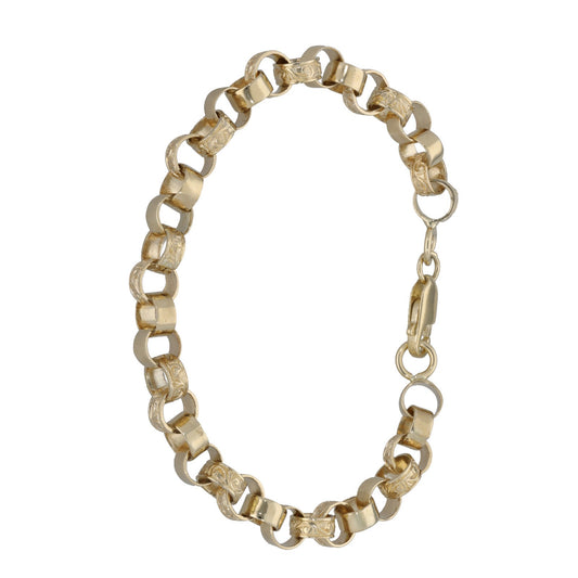 9ct Gold Patterned Belcher Bracelet