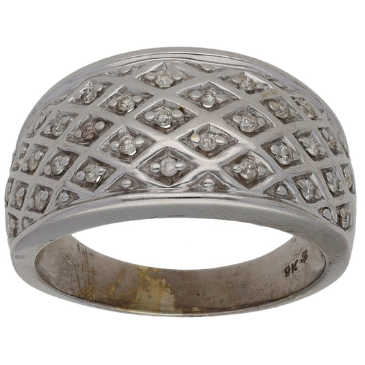 9ct White Gold 0.165ct Diamond Dress/Cocktail Ring Size O