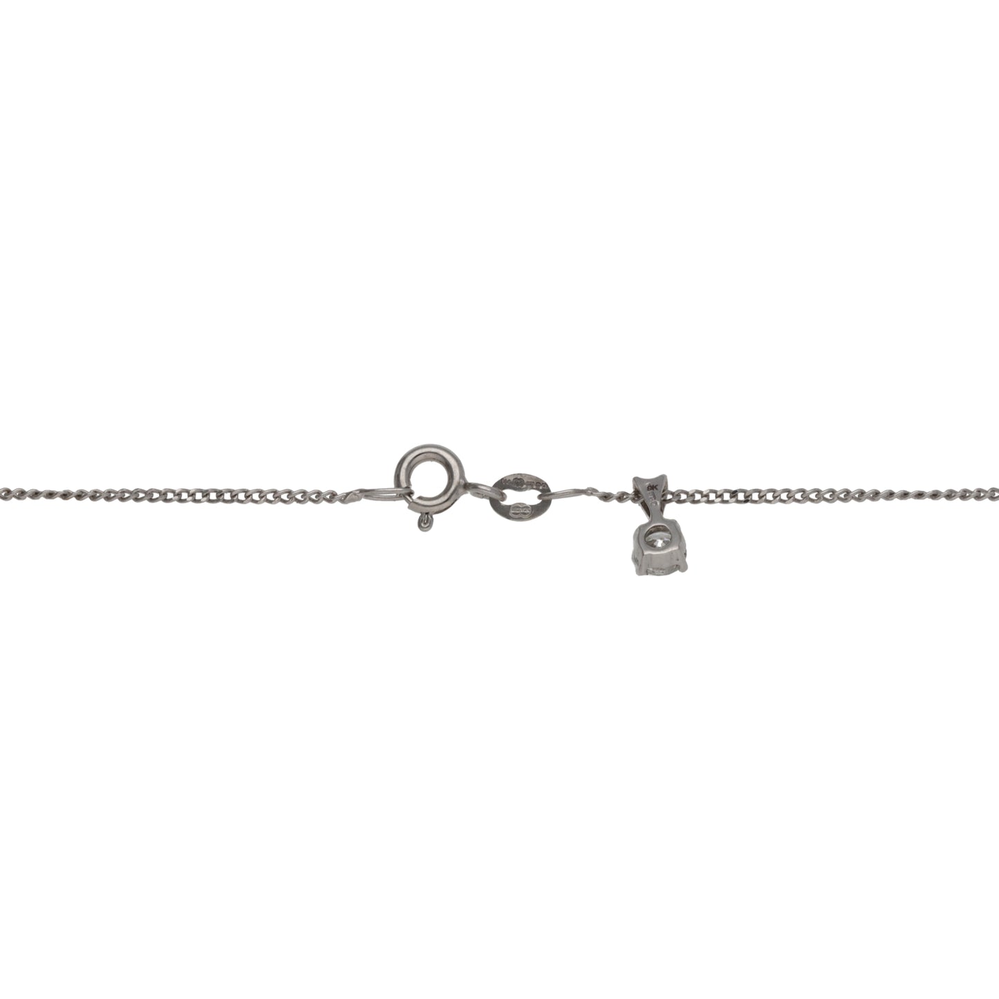 9ct White Gold 0.20ct Diamond Solitaire Pendant With Chain