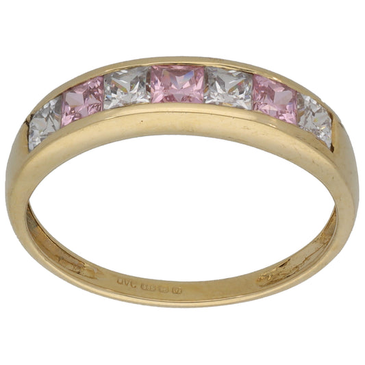 14ct Gold Cubic Zirconia Half Eternity Ring Size P