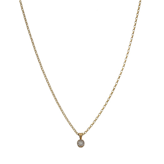 9ct Gold 0.07ct Diamond Solitaire Pendant With Chain