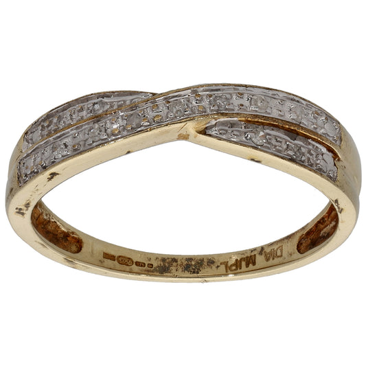 9ct Gold 0.065ct Diamond Half Eternity Ring Size N