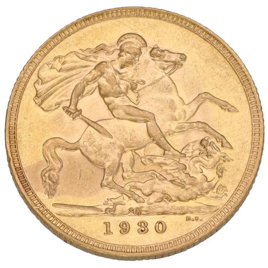 22ct Gold King George V Full Sovereign Coin 1930