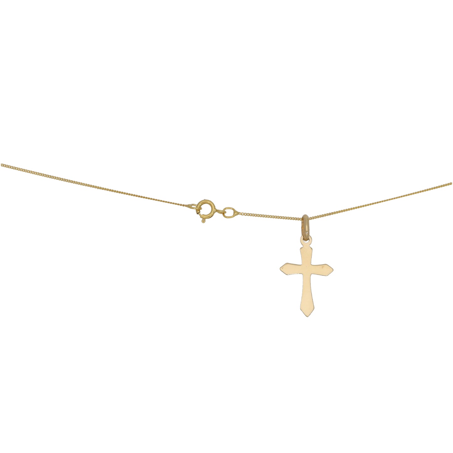 New 9ct Gold Cross Pendant with Chain 18"