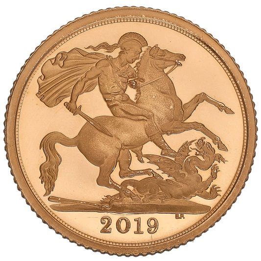 22ct Gold Queen Elizabeth II Half Sovereign Coin 2019