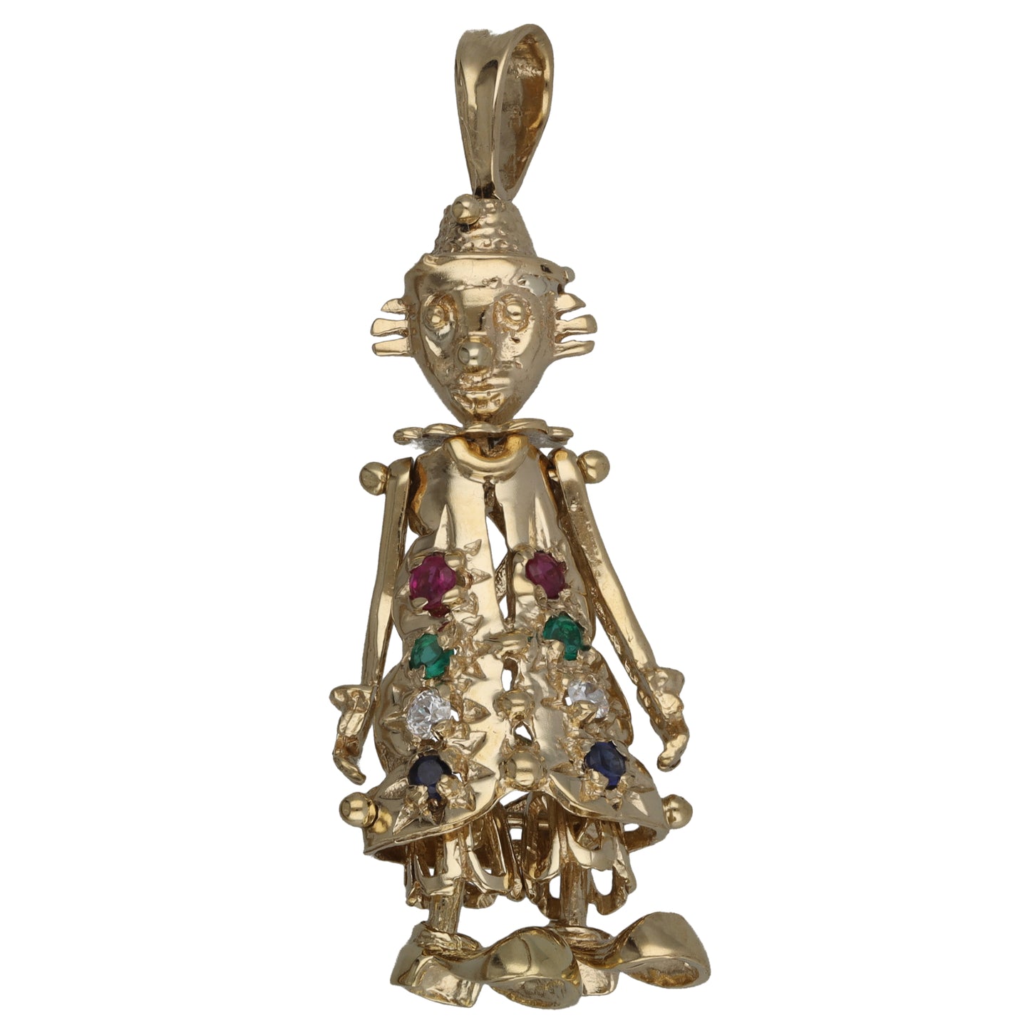 9ct Gold Imitation Gems Clown Pendant