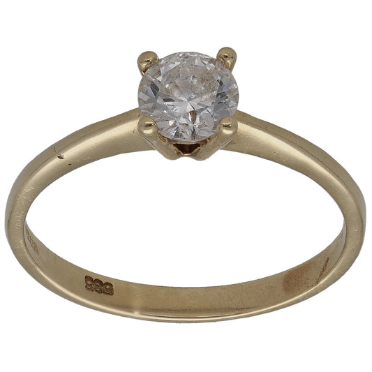 14ct Gold Cubic Zirconia Single Stone Ring Size N