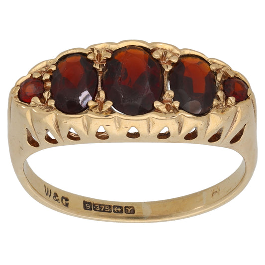 9ct Gold Garnet Dress/Cocktail Ring Size S