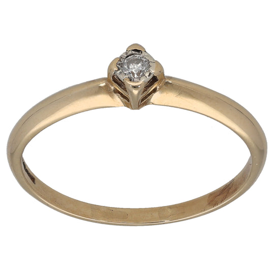 9ct Gold 0.03ct Diamond Solitaire Ring Size U