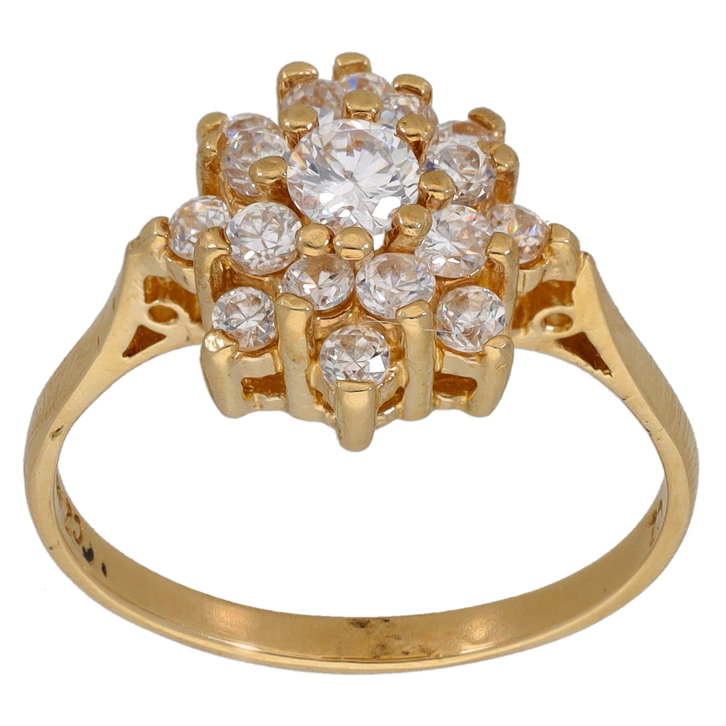 9ct Gold Cubic Zirconia Dress/Cocktail Ring Size P