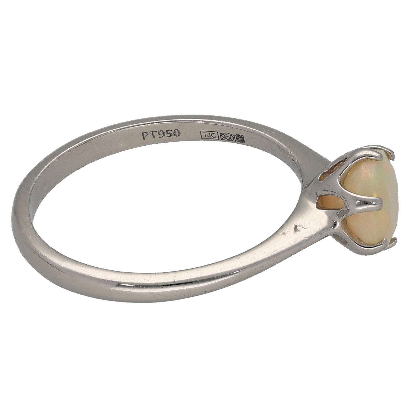 Platinum Opal Single Stone Ring Size Q
