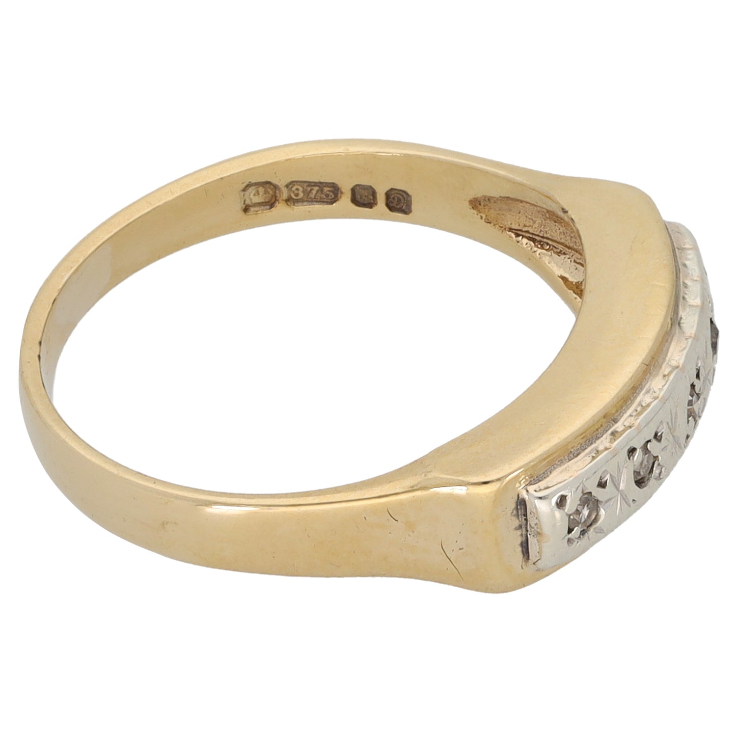 9ct Bicolour Gold 0.05ct Diamond Half Eternity Ring Size L