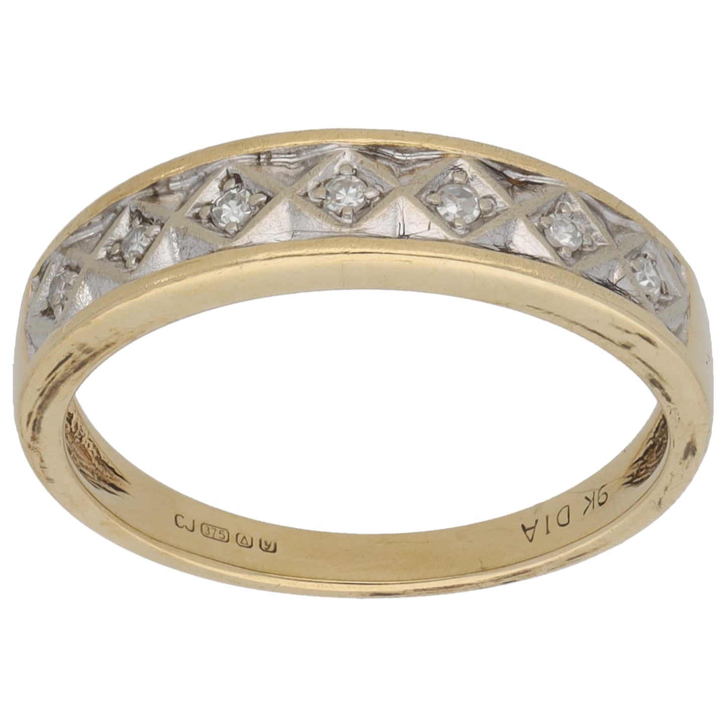 9ct Gold 0.035ct Diamond Half Eternity Ring Size N