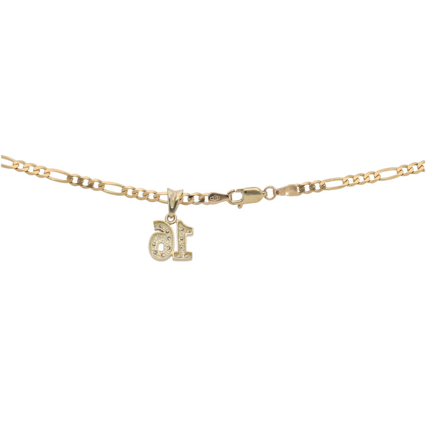 9ct Gold '16' Pendant With Chain