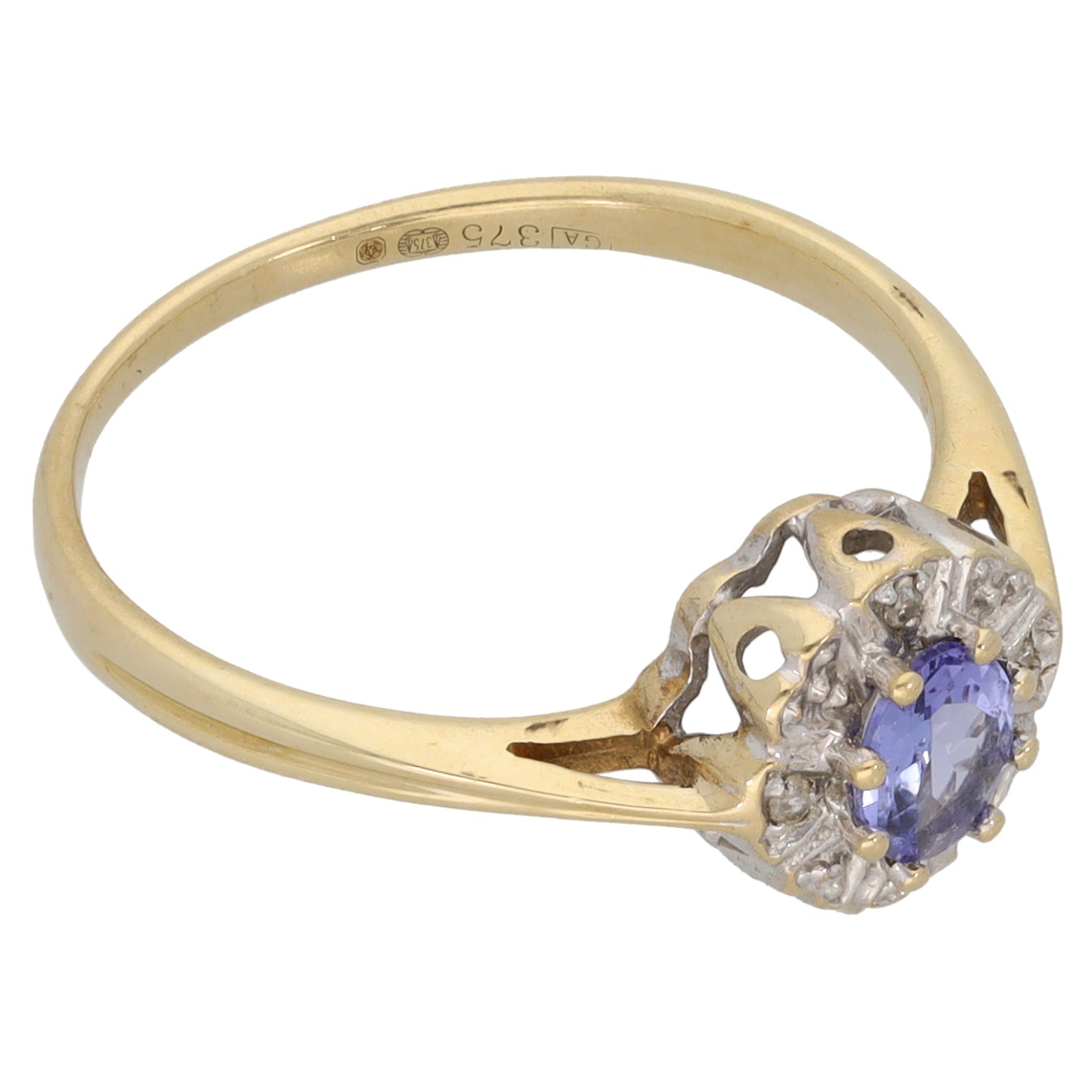 9ct Gold Sapphire & 0.02ct Diamond Dress/Cocktail Ring Size O