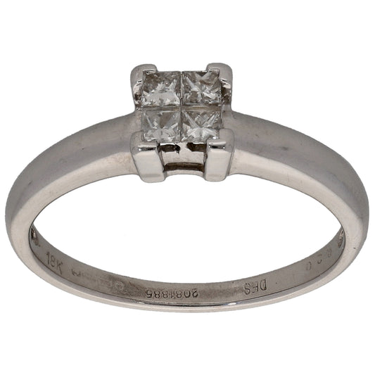 18ct White Gold 0.20ct Diamond Dress/Cocktail Ring Size L