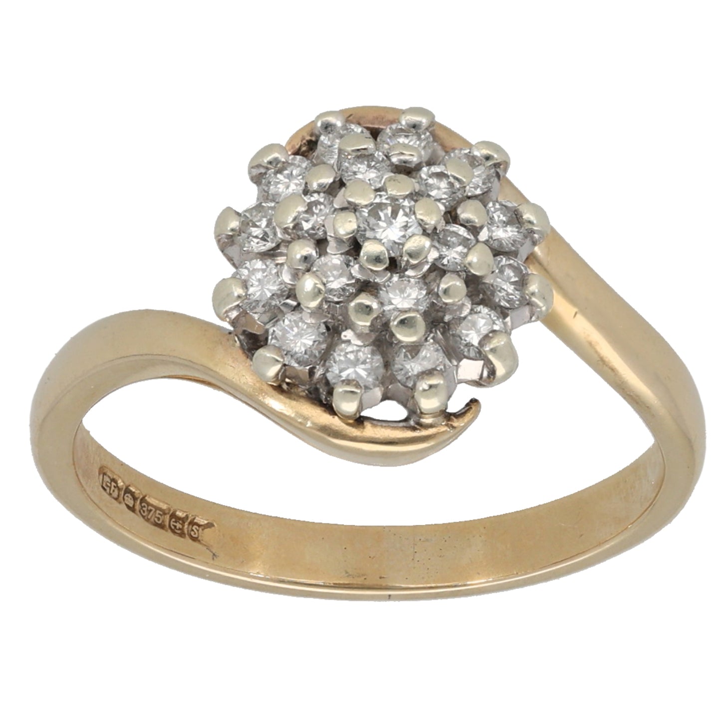 9ct Gold 0.19ct Diamond Cluster Ring Size N