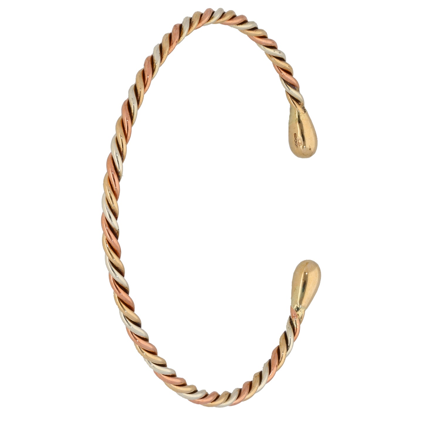 9ct Tricolour Gold Torque Bangle