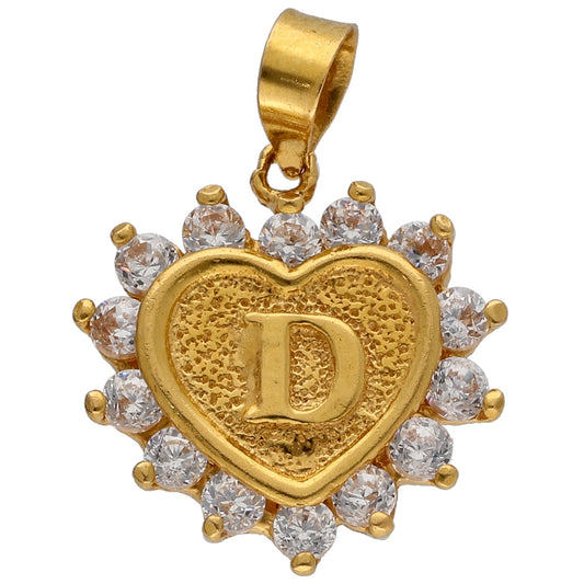 22ct Gold Cubic Zirconia Initial D Pendant