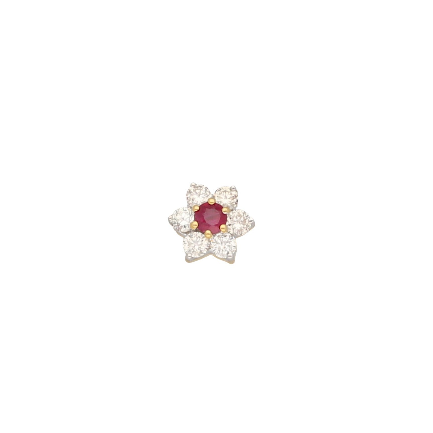 18ct Gold Diamond & Ruby Nose Stud