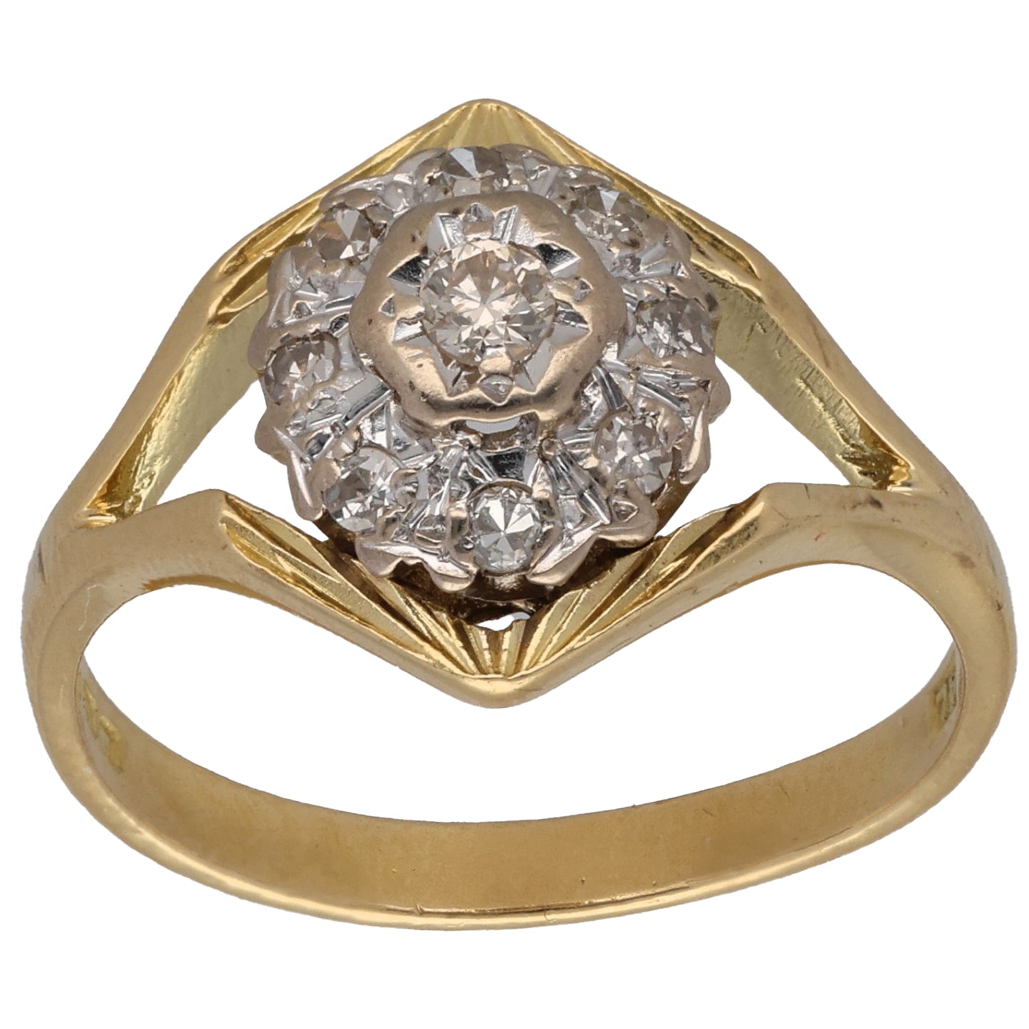 18ct Gold 0.23ct Diamond Cluster Ring Size O