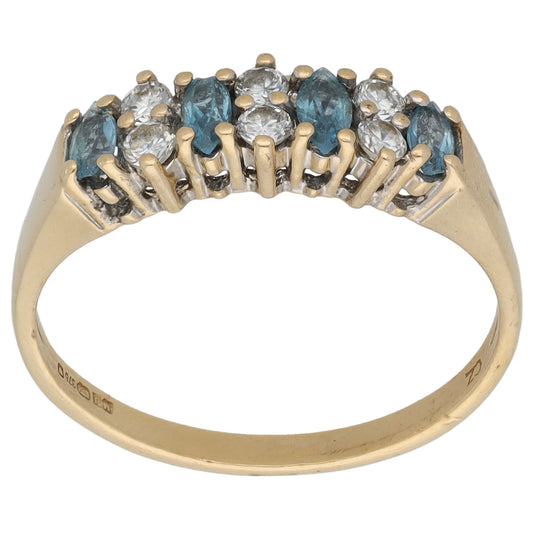 9ct Gold Topaz & Cubic Zirconia Half Eternity Ring Size N