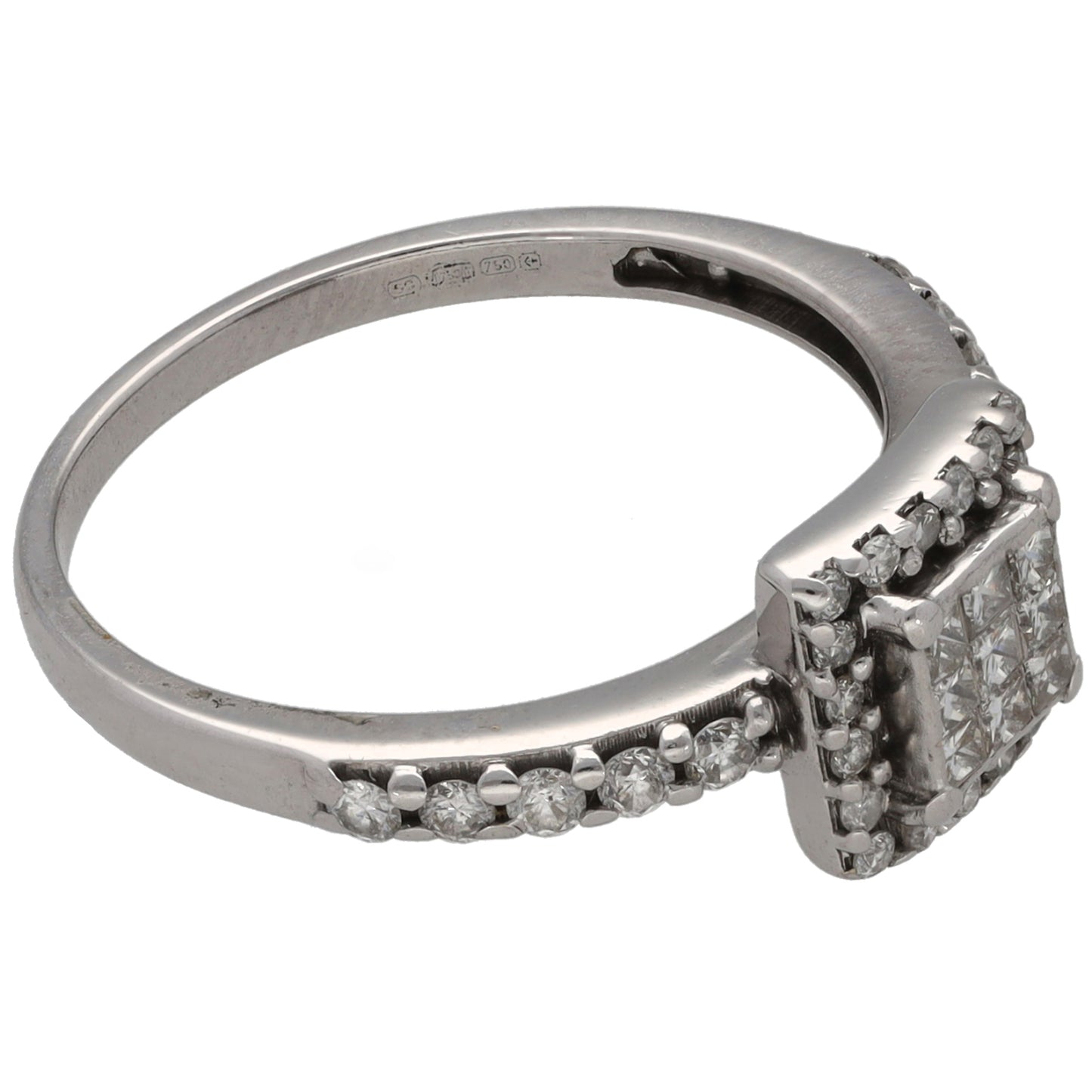 18ct White Gold 0.50ct Diamond Cluster Ring Size N