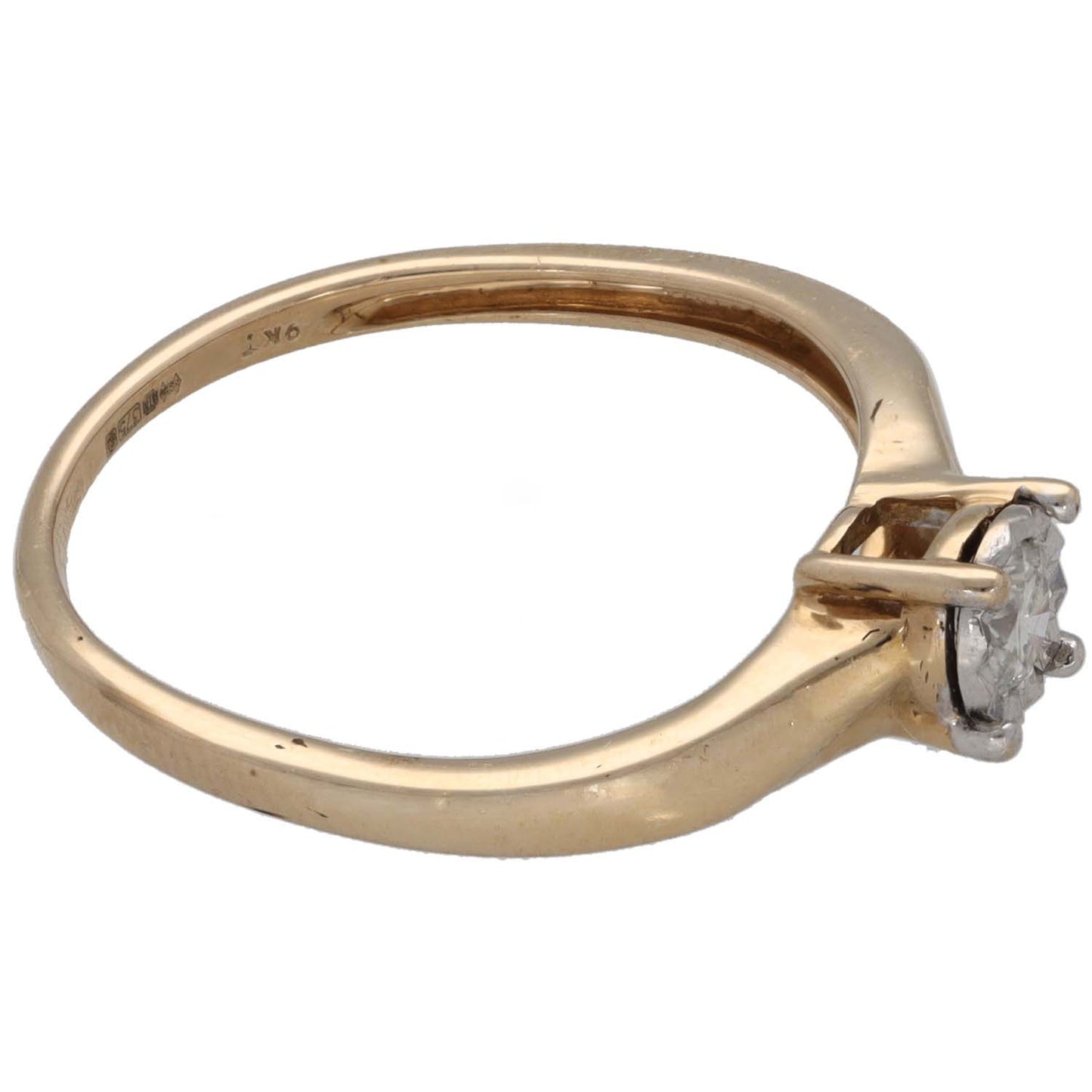 9ct Gold 0.15ct Diamond Solitaire Ring Size P
