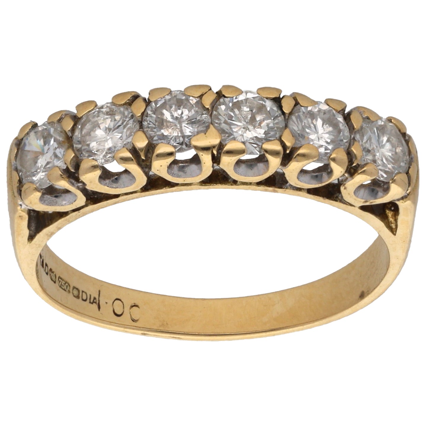 18ct Gold 1.00ct Diamond Half Eternity Ring Size O