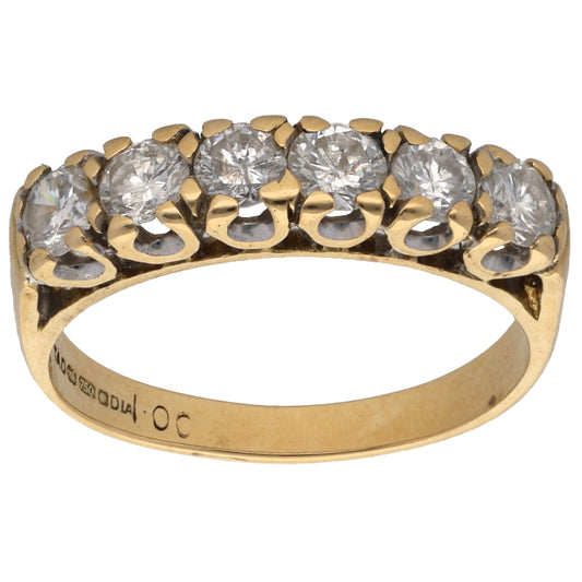 18ct Gold 1.00ct Diamond Half Eternity Ring Size O