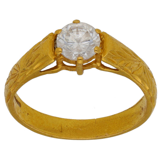 22ct Gold Cubic Zirconia Single Stone Ring Size Q
