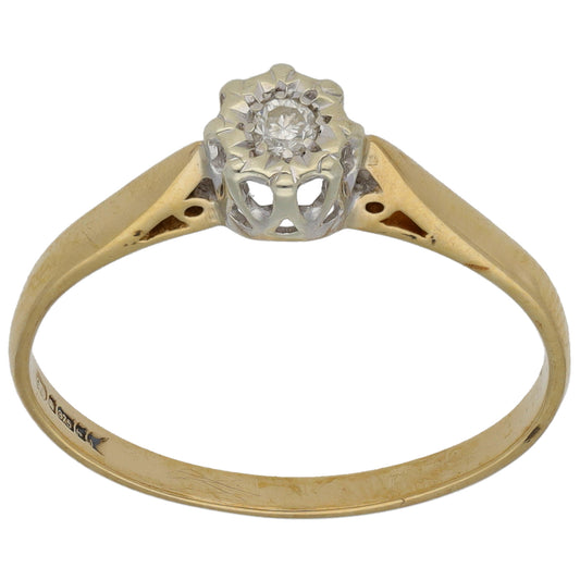 9ct Gold 0.05ct Diamond Solitaire Ring Size Q